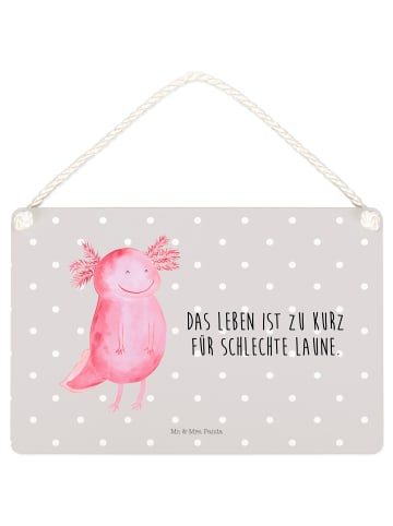 Mr. & Mrs. Panda Deko Schild Axolotl Glücklich mit Spruch in Grau Pastell