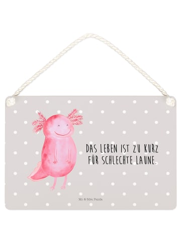 Mr. & Mrs. Panda Schild mit Spruch Axolotl Glücklich mit Spruch in Grau Pastell