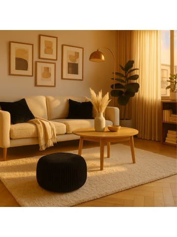 relaxdays Pouf in Schwarz - (H)25 x Ø 35 cm