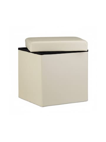 relaxdays Faltbarer Sitzhocker in Creme - (B)38 x (H)38 x (T)38 cm