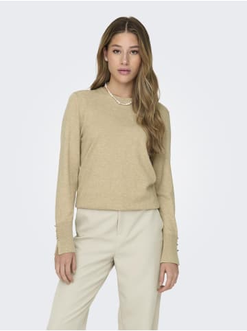 JACQUELINE de YONG Strickpullover Rundhals Knopfdetails Knit Fit in Beige