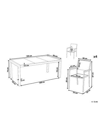 Beliani 5-tlg Gartentisch Set COSOLETO/GROSSETO in Weiß/Silber