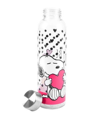 Snoopy The Peanuts Snoopy Trinkflasche Glas Flasche Wasserflasche 500 ml in Mehrfarbig