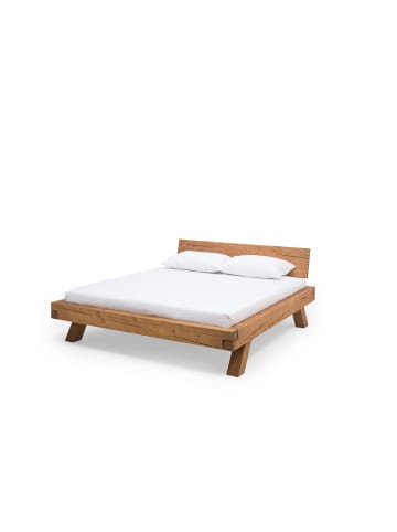 SalesFever Balkenbett 140x200 cm rustikales Design aus massivem Fichtenholz in Natur