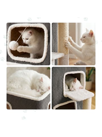 relaxdays Katzenhaus in Grau/ Weiß - (B)43 x (H)83,5 x (T)34 cm