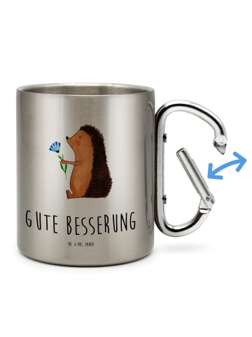 Mr. & Mrs. Panda Becher Igel Blumen mit Spruch in Silber