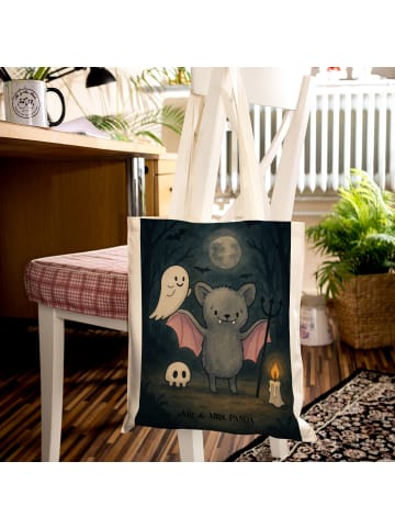 Mr. & Mrs. Panda Jutetasche Fledermaus Dracula Design ohne Spruch in Weiß