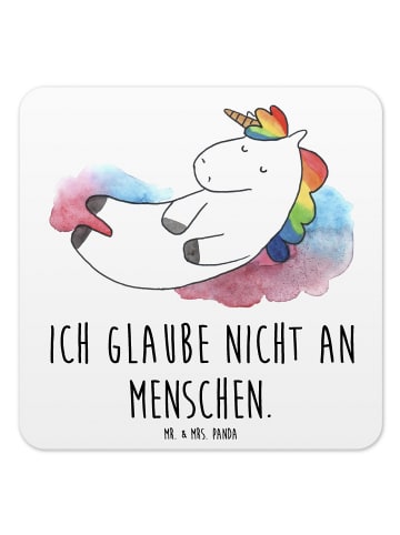 Mr. & Mrs. Panda Glasuntersetzer Einhorn Wolke 7 mit Spruch in Weiß