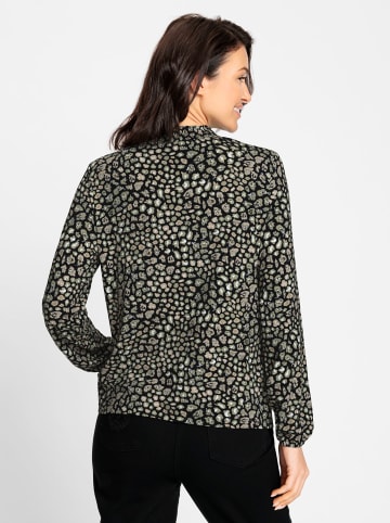 WITT WEIDEN Stehkragenshirt in schwarz-schilf-bedruckt