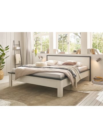 Furn.Design Bett weiß Pinie, anthrazit Landhaus, Doppelbett Liegefläche 180 x 200 cm
