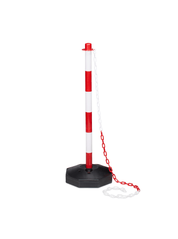 relaxdays 4 x Absperrpfosten in Rot / Weiß - (B)28 x (H)82 x (T)28 cm