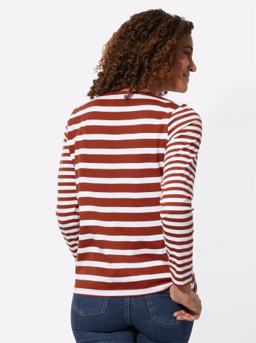 WITT WEIDEN Shirt in rostrot-weiß-geringelt