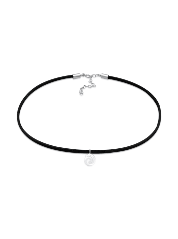 Elli Halskette 925 Sterling Silber Spirale, Wellen in Schwarz