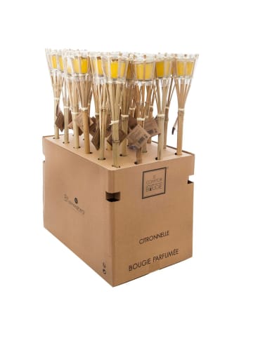 Atmosphera Créateur d'intérieur Bambusfackel mit Kerze gegen Mücken, Citronella in Gelb, Ø 9 x (H) 76 cm