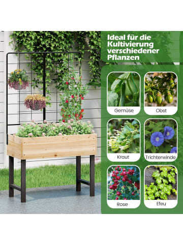 COSTWAY Hochbeet mit Spalier in Hellbraun