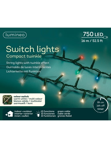 LUMINEO Lichterkette Switch Lights, Compact Twinkle 750 LED 16 m in warm weiß/bunt