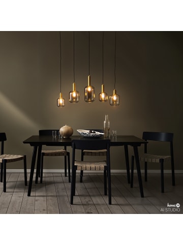 home24 Pendelleuchte MOME 5-flammig in Grau / Schwarz