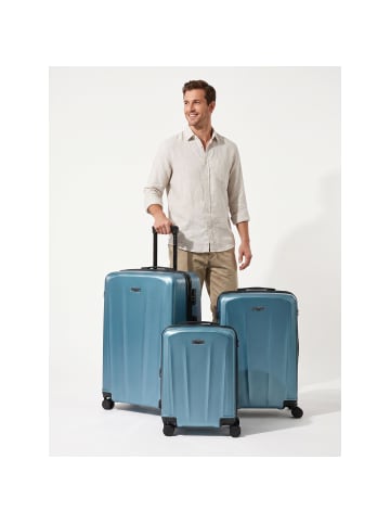 Police New York 4 Rollen Kofferset 3-teilig mit Dehnfalte ice blue