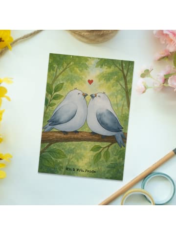 Mr. & Mrs. Panda Grußkarte Turteltauben Liebe Design ohne Spruch in Weiß