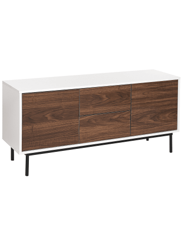 Beliani Sideboard OKLAND in Braun/Weiß - (W) 120 x (H) 55 x (L) 38 cm