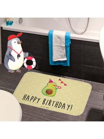 Mr. & Mrs. Panda teppich für bad Avocado Geburtstag mit Spruch in Gelb Pastell