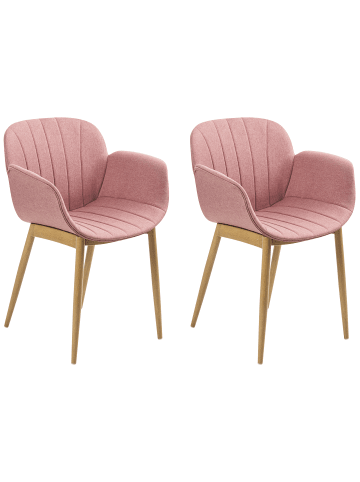 Beliani 2er-Set Esszimmerstuhl ALICE in Rosa/Heller Holzfarbton