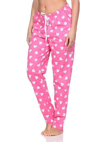 NORMANN Damen Pyjama Hose lang Mix & Match in pink