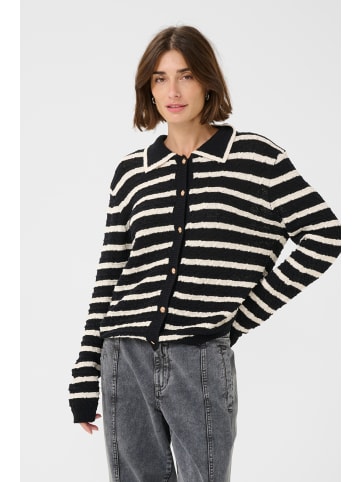 CULTURE Strickjacke CUursula Casual fit in Black/Whitecap Stripe