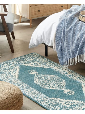 Beliani Kurzflor GEVAS in Blau/Weiß - (W) 80 x (H) 150 x (L) 150 cm