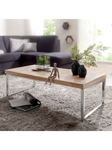 KADIMA DESIGN Couchtisch Massivholz | Akazie, 120cm, Dunkelbraun, Landhaus in Beige