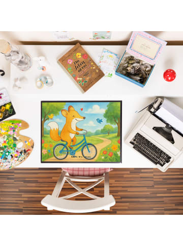 Mr. & Mrs. Panda schreibtischunterlage Fuchs Fahrrad fahren Desi... in Weiß