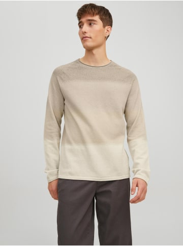 Jack & Jones Rundhals Strickpullover Langarm Sweater aus Baumwolle JJEHILL in Beige