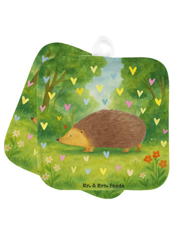 Mr. & Mrs. Panda Topflappen Igel Herzen Design ohne Spruch in Weiß