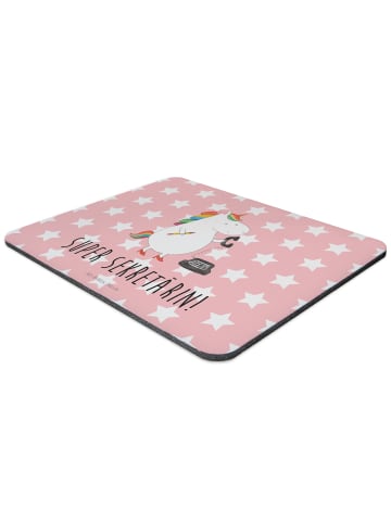 Mr. & Mrs. Panda Mousepad Einhorn Sekretärin mit Spruch in Rot Pastell