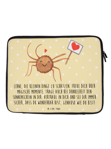 Mr. & Mrs. Panda Laptop Tasche Spinne Agathe Motivation mit Spruch in Gelb Pastell