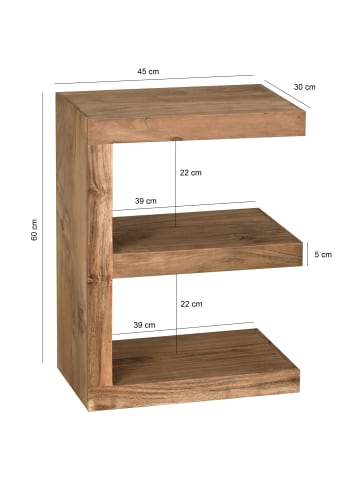 FineBuy Beistelltisch in Beige / Akazie / 30x44x60