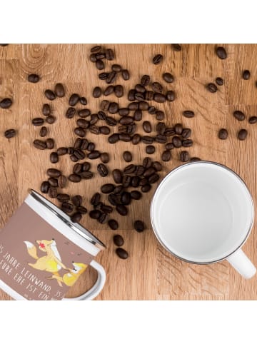 Mr. & Mrs. Panda Tasse 35. Hochzeitstag Leinwandhochzeit mit Spruch in Braun Pastell