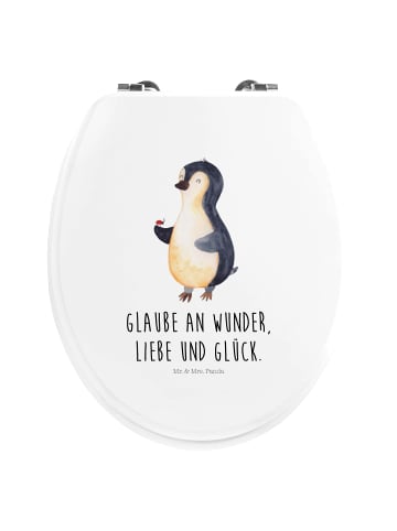 Mr. & Mrs. Panda Motiv WC Sitz Pinguin Marienkäfer mit Spruch in Weiß