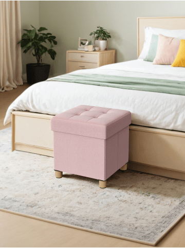 SONGMICS Sitzhocker Melisa in Rosa - (B)38 x (H)40 x (T)38 cm