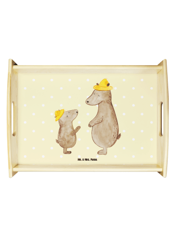Mr. & Mrs. Panda serviertablett aus holz Bären mit Hut ohne Spruch in Gelb Pastell