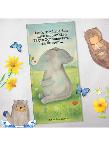 Mr. & Mrs. Panda Strandtuch Elefant Biene Design mit Spruch in Gelb Pastell