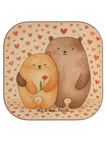 Mr. & Mrs. Panda Untersetzer Glas Bären Liebe Design ohne Spruch in Weiß