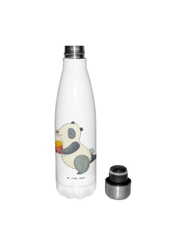 Mr. & Mrs. Panda Flasche aus Edelstahl Panda beflügelt Pommes oh... in Weiß