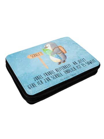 Mr. & Mrs. Panda Federtasche Pinguin Schultüte mit Spruch in Eisblau