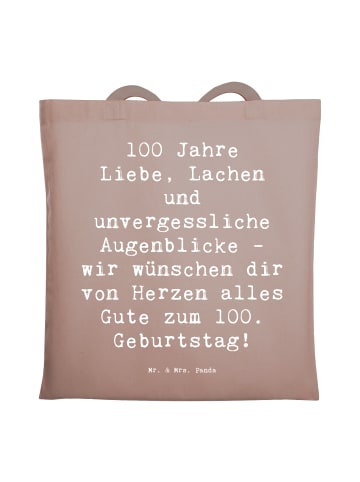 Mr. & Mrs. Panda Schultertasche Spruch 100. Geburtstag mit Spruch in Braun Pastell