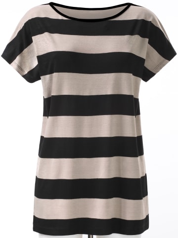 WITT WEIDEN Longshirt in schwarz-taupe-gestreift