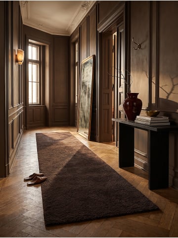 KADIMA DESIGN Hochflorteppich Uni Antirutsch weich wohnlich Wohnzimmer Schlafzimmer in Braun