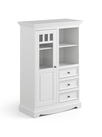Feldmann-Wohnen Vitrine Belluno Elegante Kiefer weiß (RAL9010) lackiert 89 / 44 / 130cm