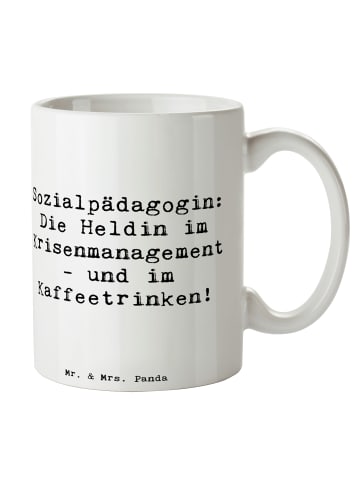 Mr. & Mrs. Panda Kaffeebecher Spruch Sozialpädagogin mit Spruch in Weiß