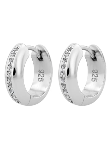 Adeliás Damen Ohrringe – Klappcreole aus 925 Silber mit Zirkonia in silber